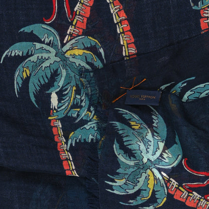 Louis Vuitton Cashmere Silk Palm Tree Bleu Marine 4 of 4