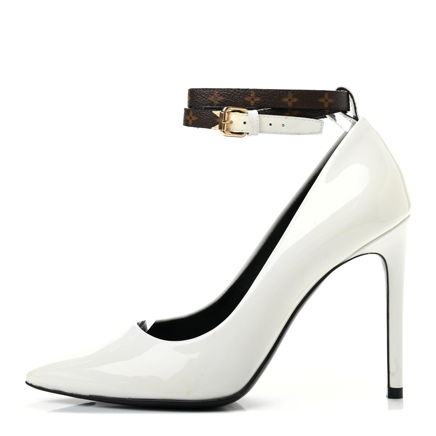 Monogram Patent Call Back Pumps 36 White