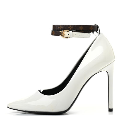 Louis Vuitton Monogram Patent Call Back Pumps 36 White 1 of 12