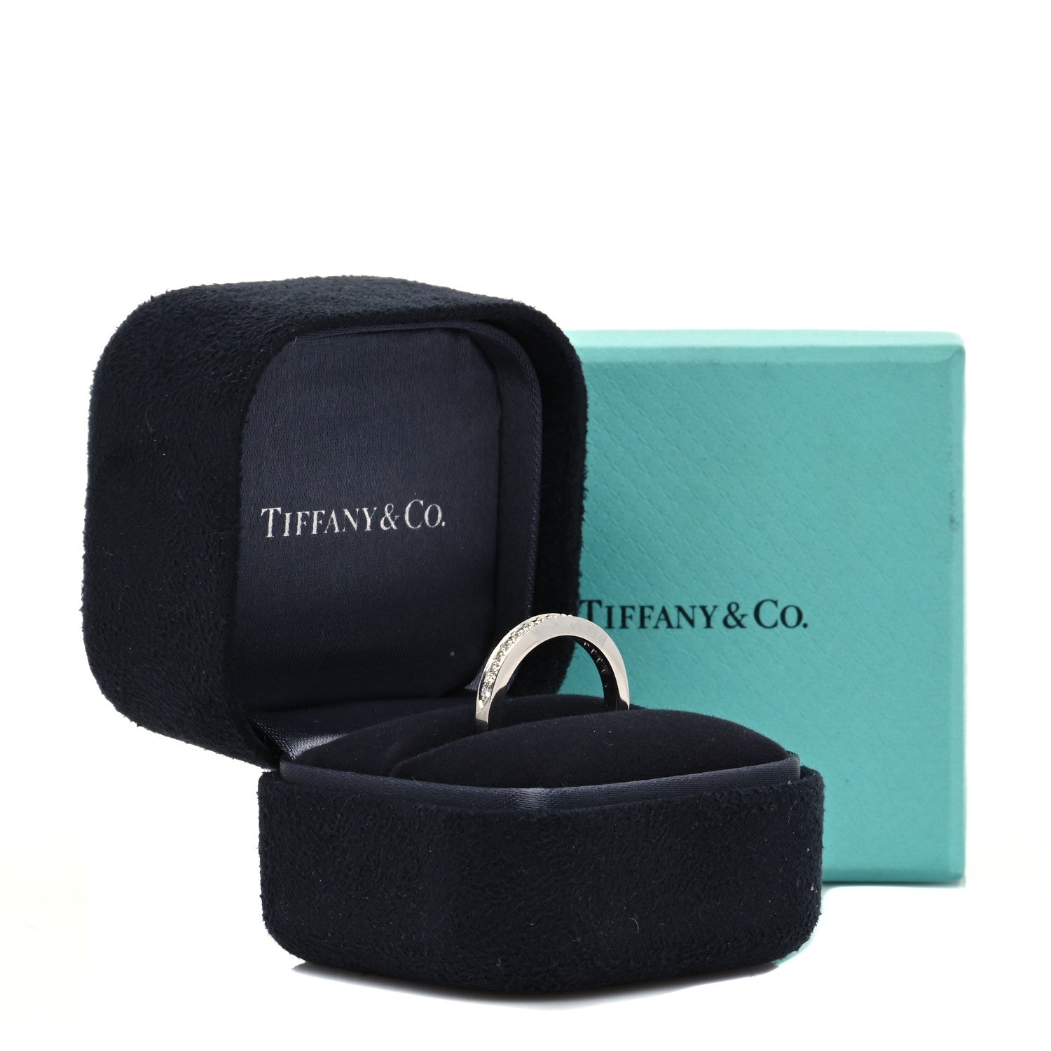 Tiffany Platinum Diamond .22ctw Half Circle Wedding Band Ring 53 6.25 5 of 5