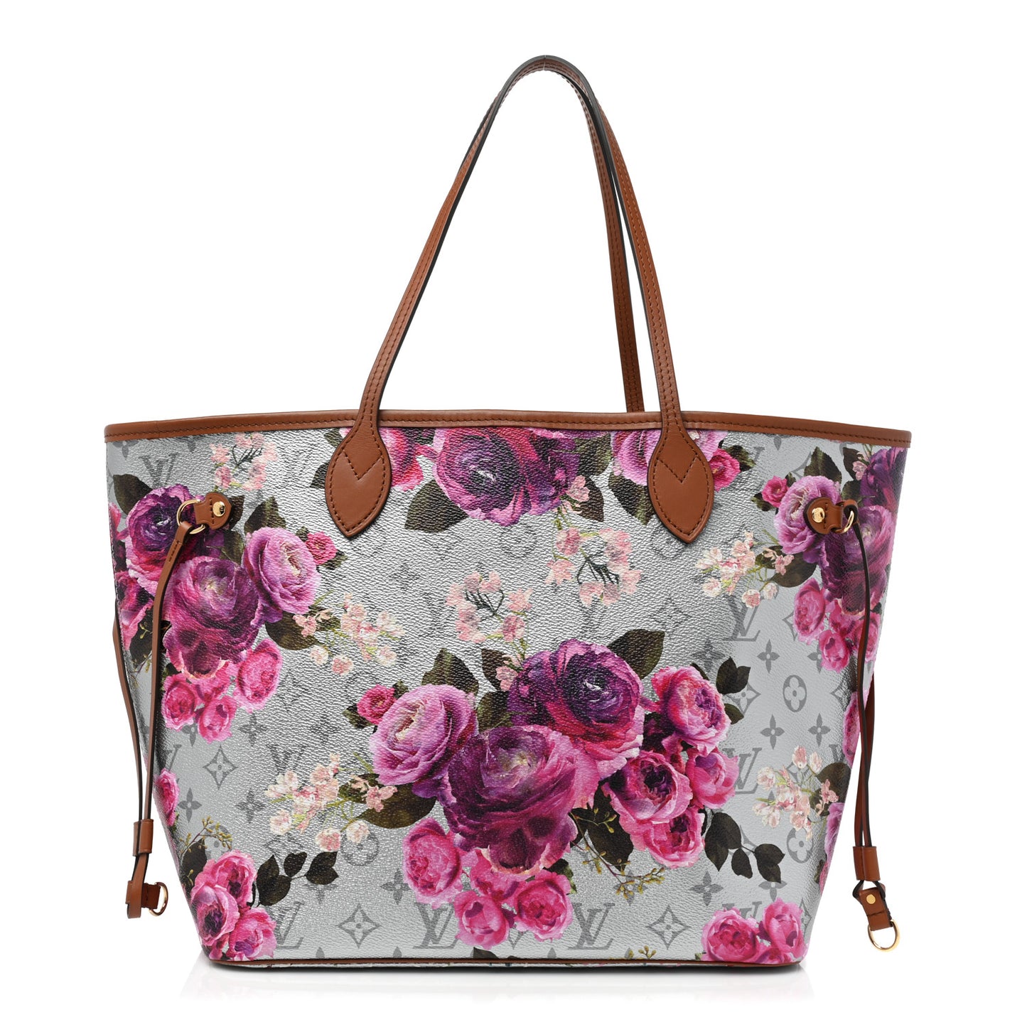 Metallic Monogram LV Garden Neverfull MM Silver