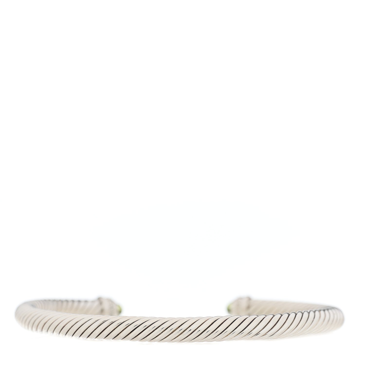 David Yurman Sterling Silver Diamond Peridot 5mm Cable Classics Bracelet 2 of 3