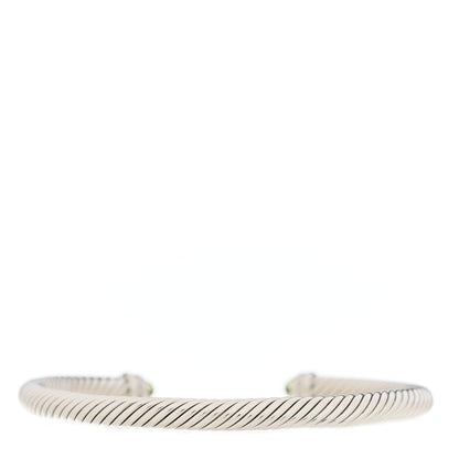 David Yurman Sterling Silver Diamond Peridot 5mm Cable Classics Bracelet 2 of 3