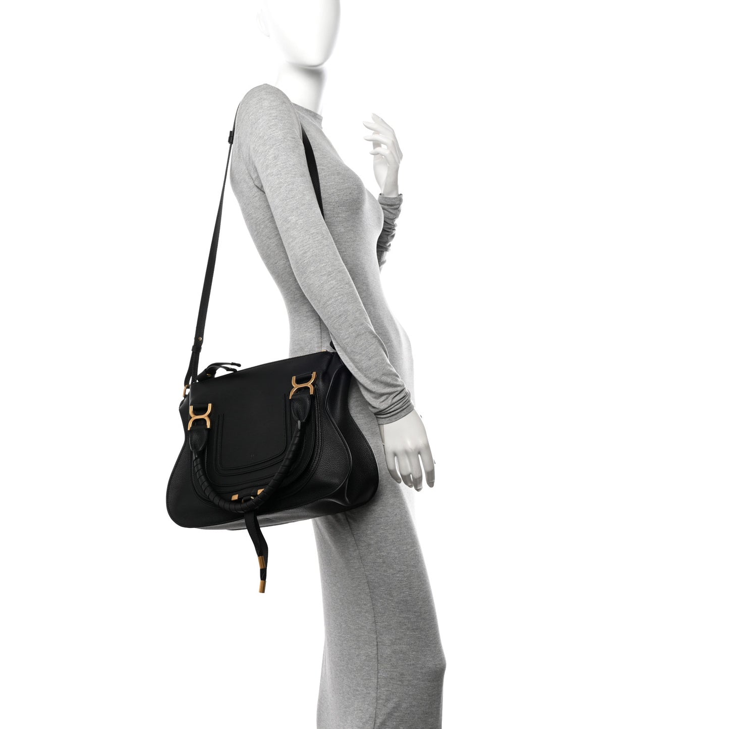 Calfskin Medium Marcie Satchel Black
