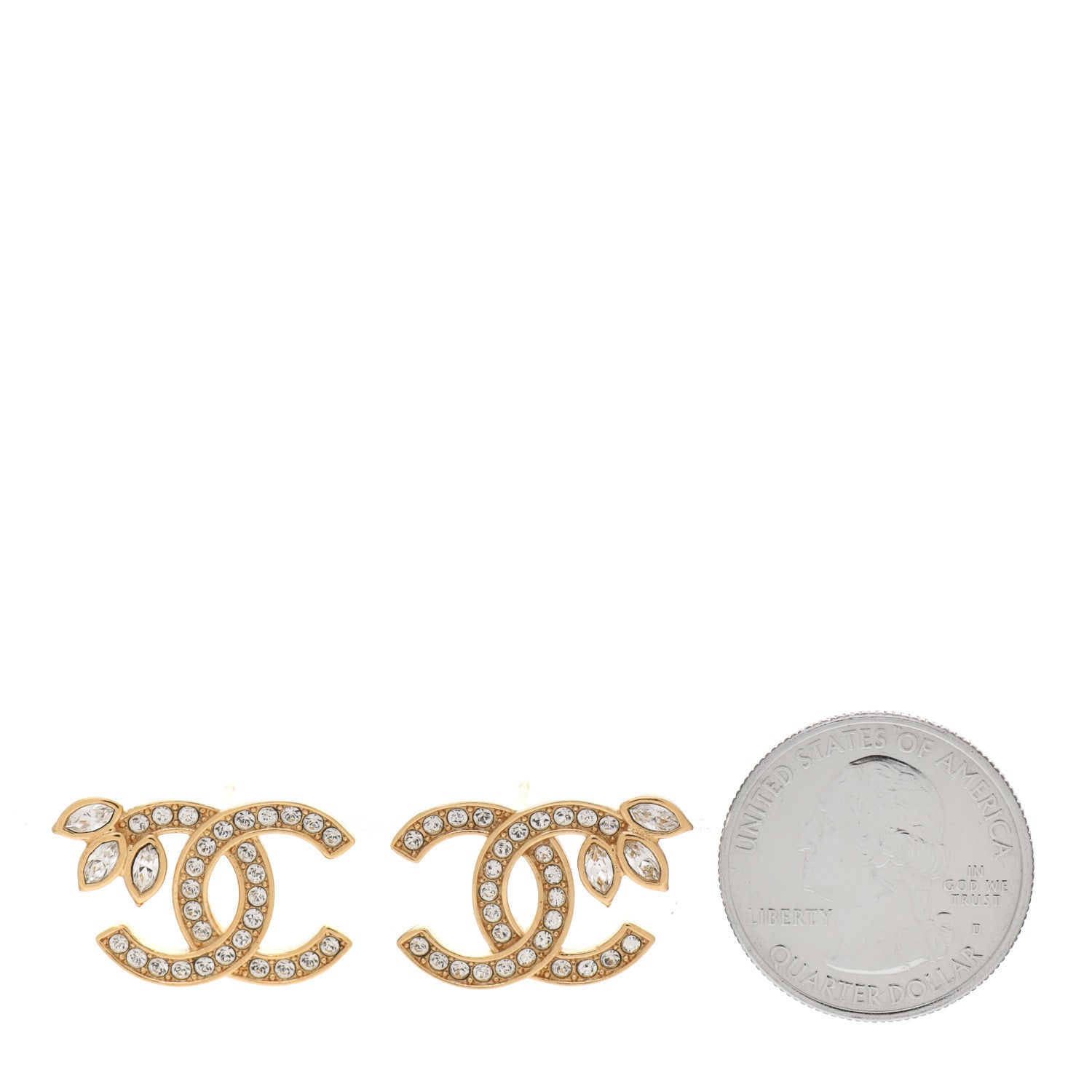 Chanel Crystal Wheat CC Earrings Gold 2 of 5