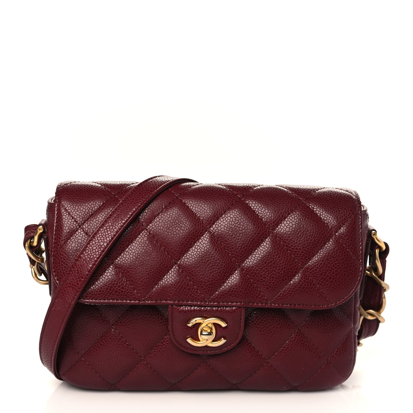 Caviar Quilted Small Messenger Flap Burgundy