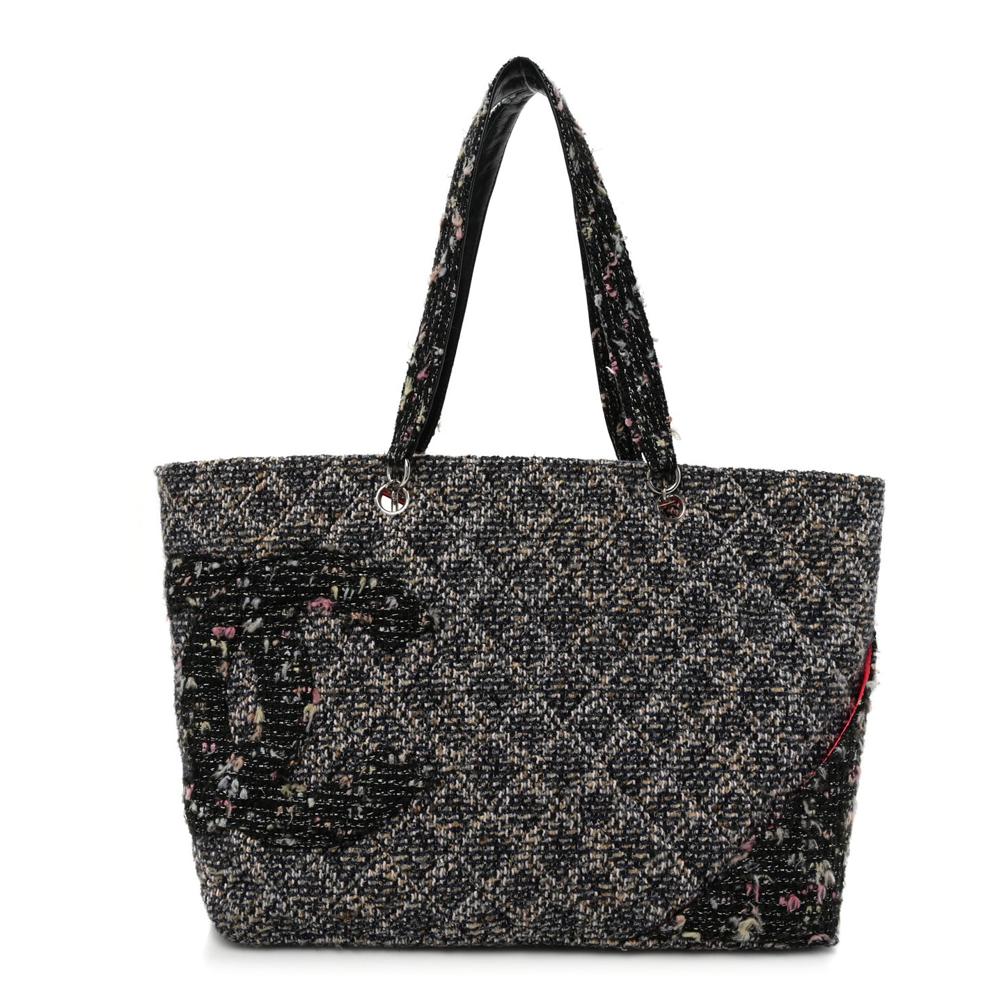 Tweed Quilted Cambon Tote Black