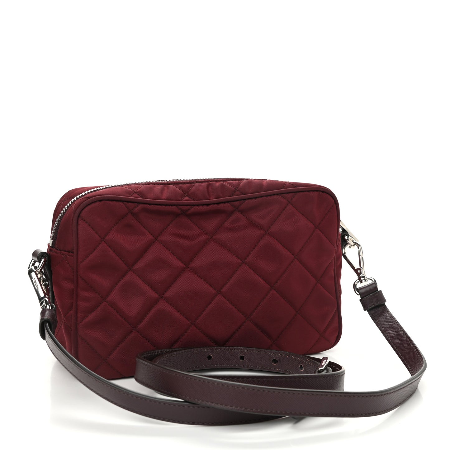 Nylon Tessuto Impuntu Quilted Front Pocket Crossbody Bag Granato