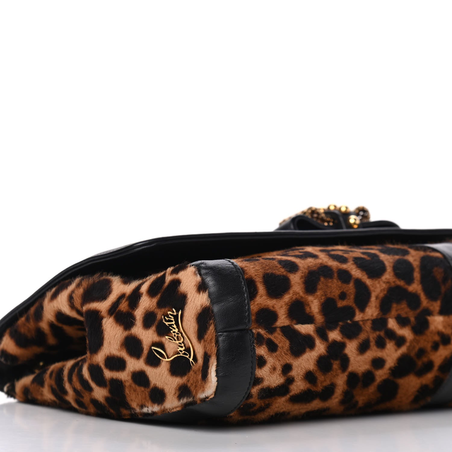 Christian Louboutin Pony Hair Leopard Print Sweet Charity Shoulder Bag Black 5 of 9