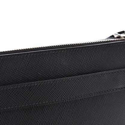 Prada Saffiano Cuir Clutch Wristlet Bag Black 9 of 12