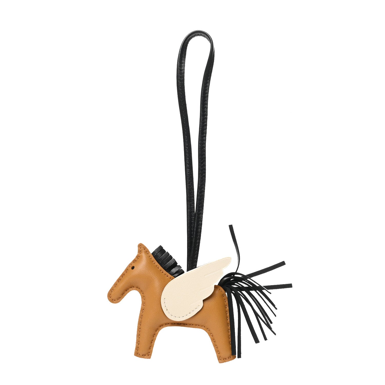 Hermes Milo Lambskin Grigri Rodeo Pegase Horse Bag Charm PM Sesame Black Nata 1 of 4