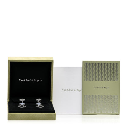 Van Cleef & Arpels 18K White Gold Mother of Pearl Chalcedony 3 Motifs Magic Alhambra Earrings 5 of 5
