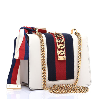 Gucci Calfskin Mini Sylvie Chain Shoulder Bag White 3 of 14