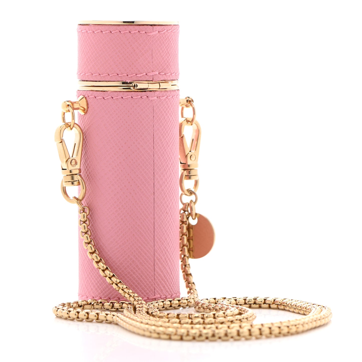 Saffiano Logo Plaque Lipstick Case Petalo