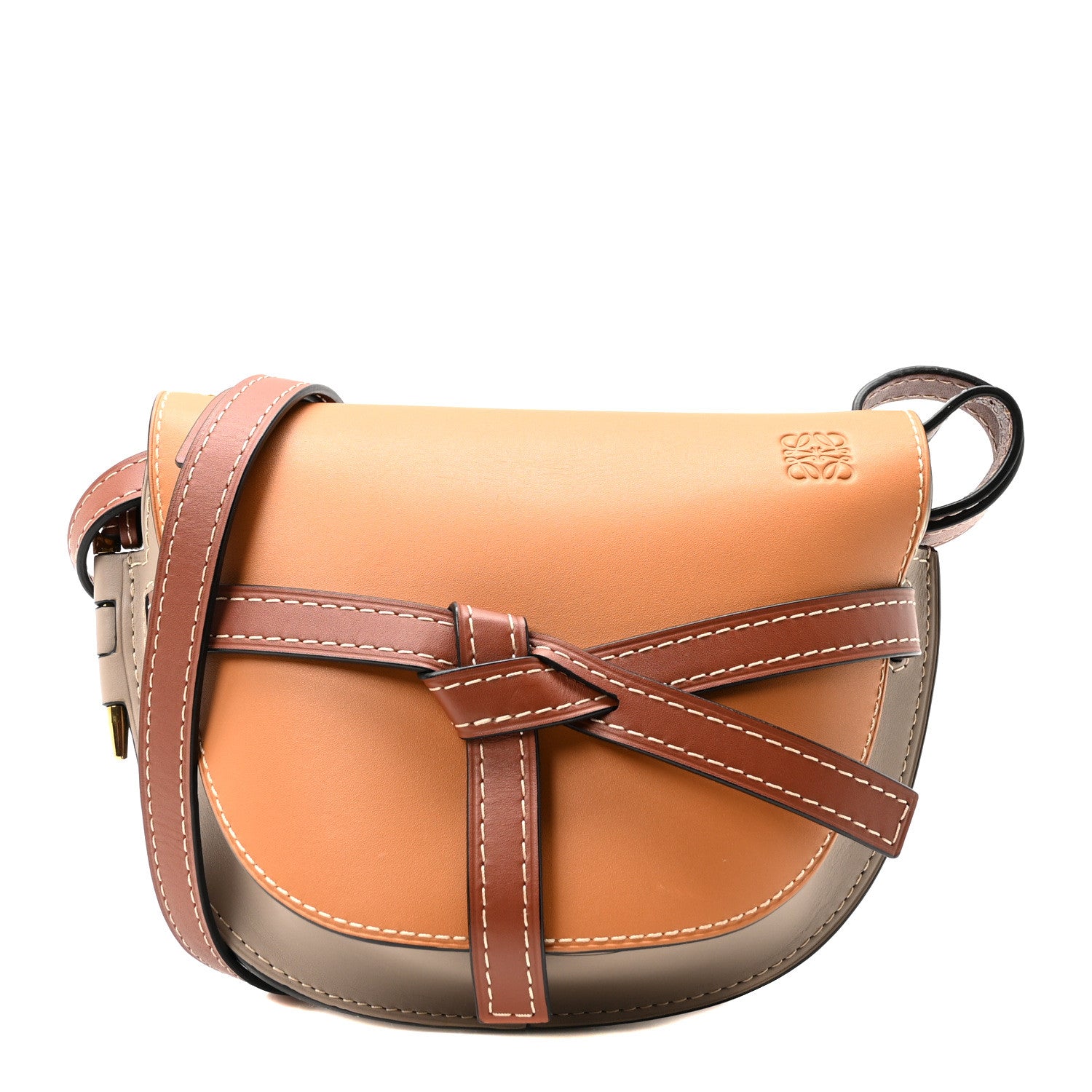 Loewe Calfskin Small Gate Crossbody Bag Amber Light Grey Rust 1 of 9