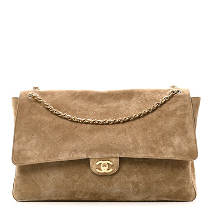 Chanel Suede Calfskin Souplissimo Maxi Flap Dark Beige 1 of 11