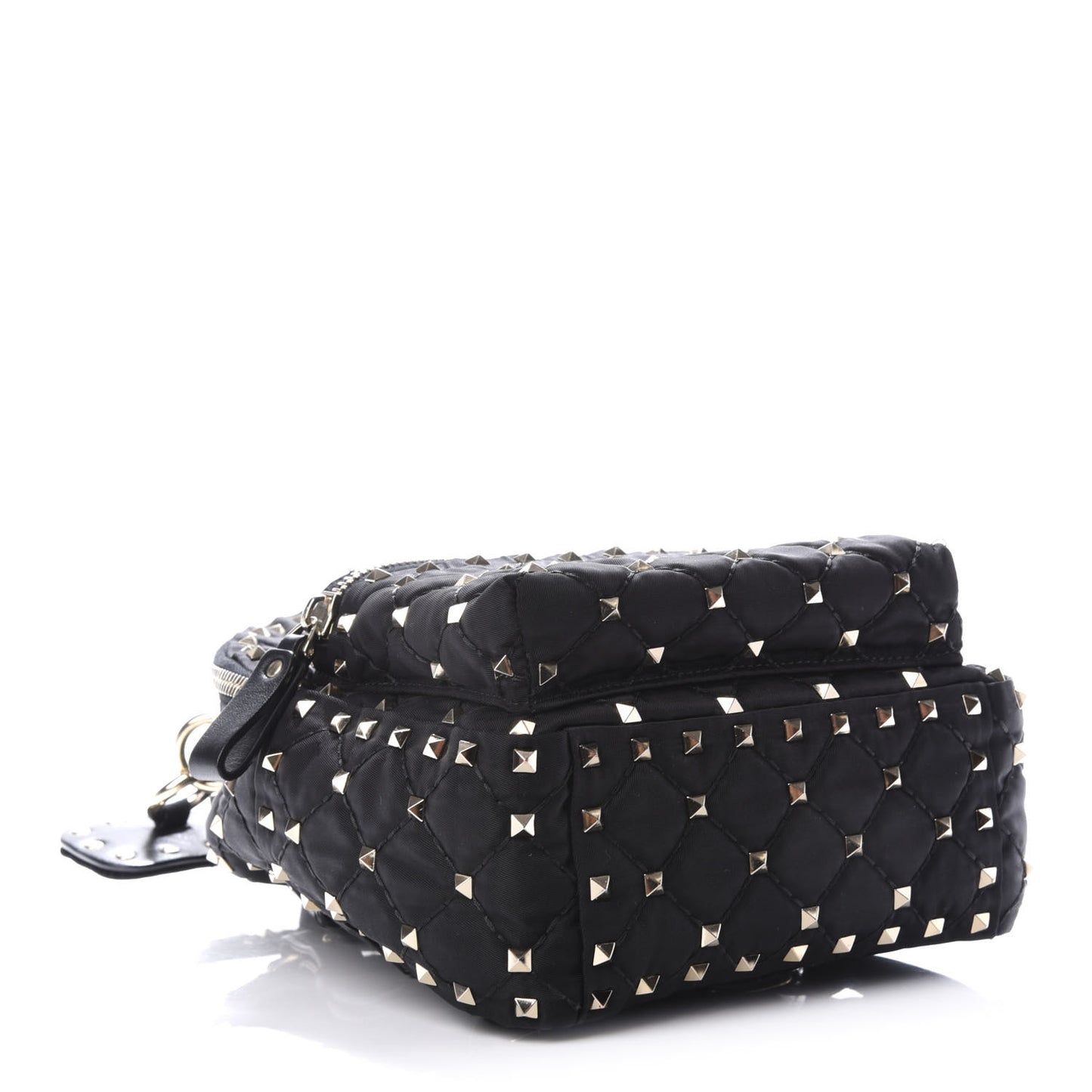 Nylon Quilted Mini Rockstud Spike Backpack Black