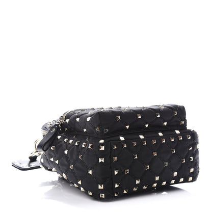 Valentino Garavani Nylon Quilted Mini Rockstud Spike Backpack Black 3 of 7