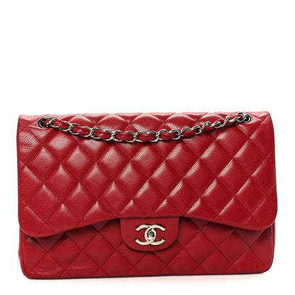 Chanel Caviar Quilted Jumbo Double Flap Red 1 of 11