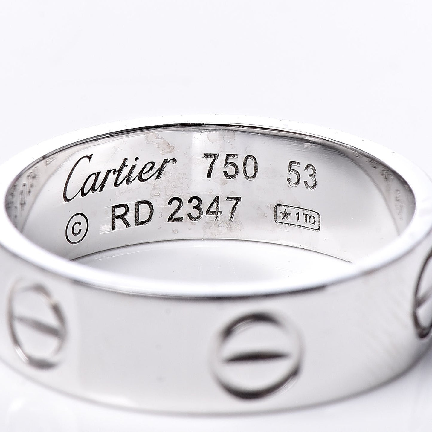 18K White Gold 5.5mm LOVE Ring 53 6.25