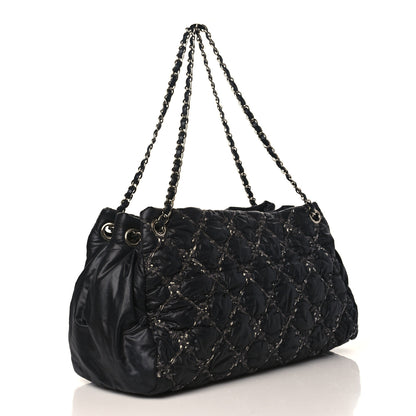 Chanel Nylon Quilted Tweed Stitch Bubble Tote Black 3 of 10
