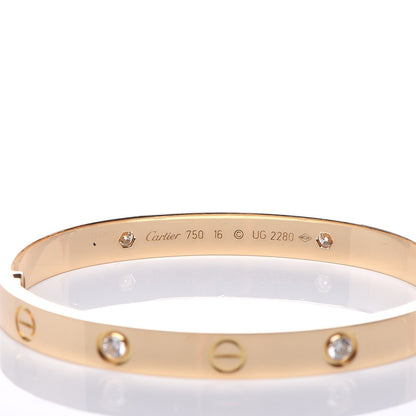 Cartier 18K Yellow Gold 4 Diamond LOVE Bracelet 16 4 of 5