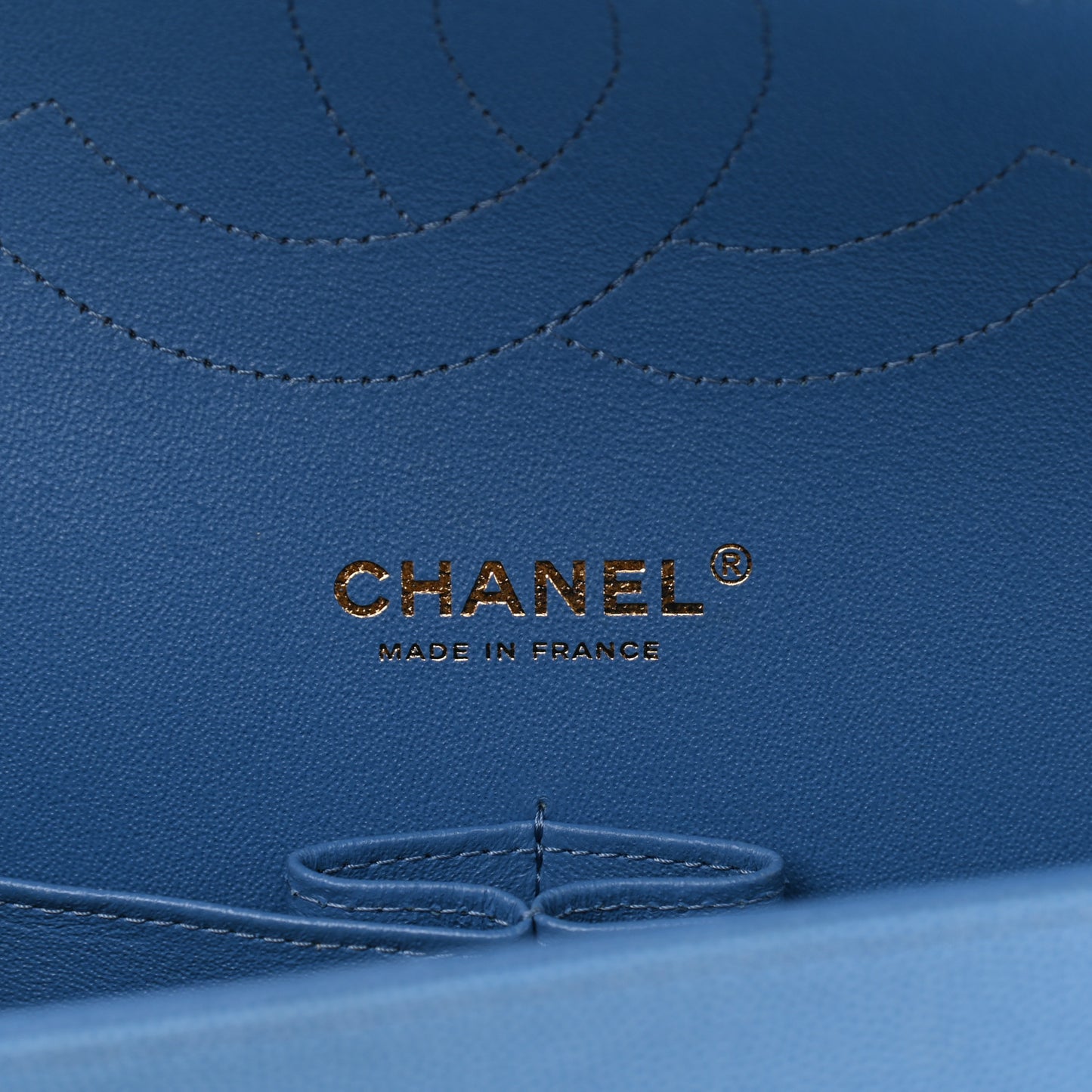 Caviar Flat Chevron Quilted Jumbo Double Flap Blue