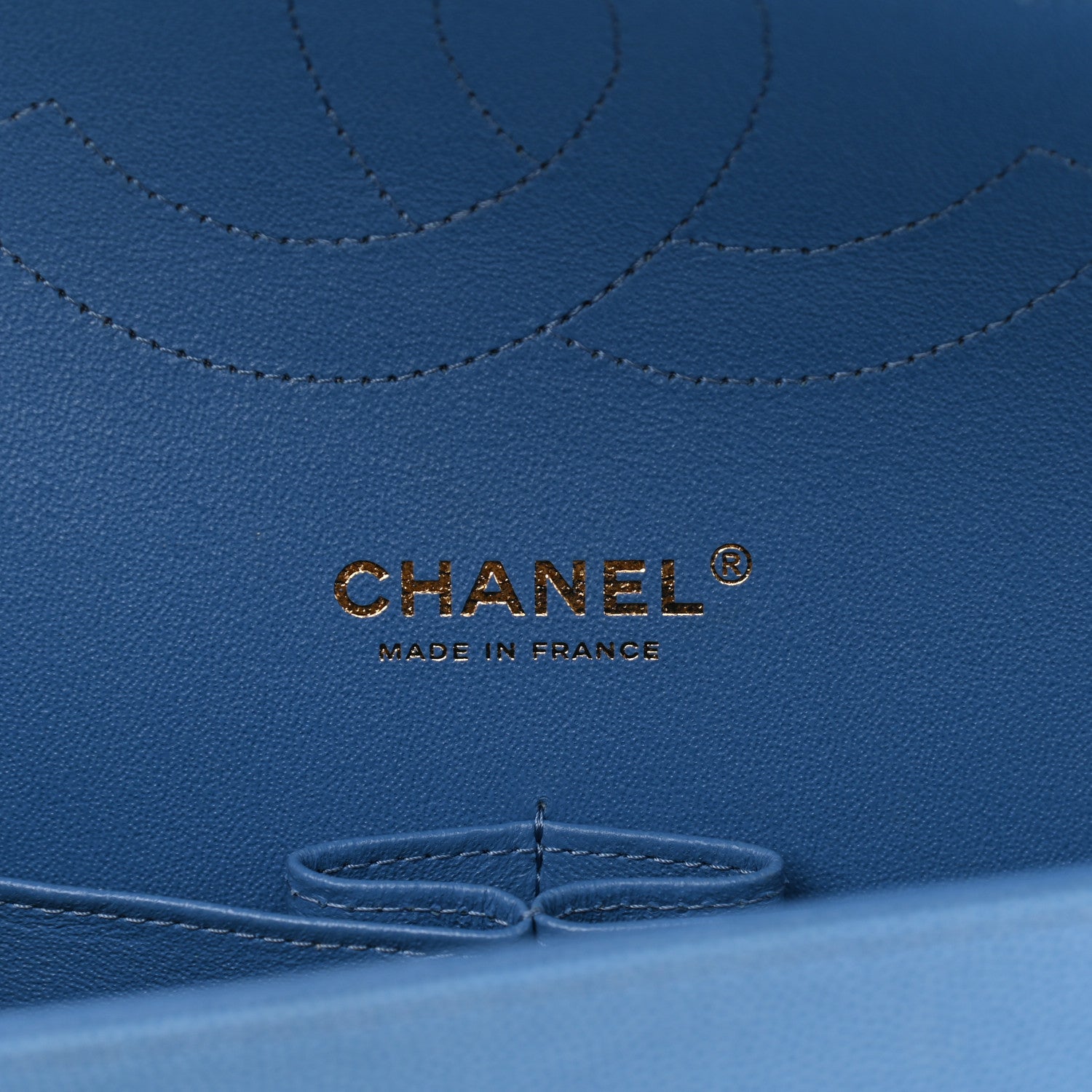 Chanel Caviar Flat Chevron Quilted Jumbo Double Flap Blue 6 of 12