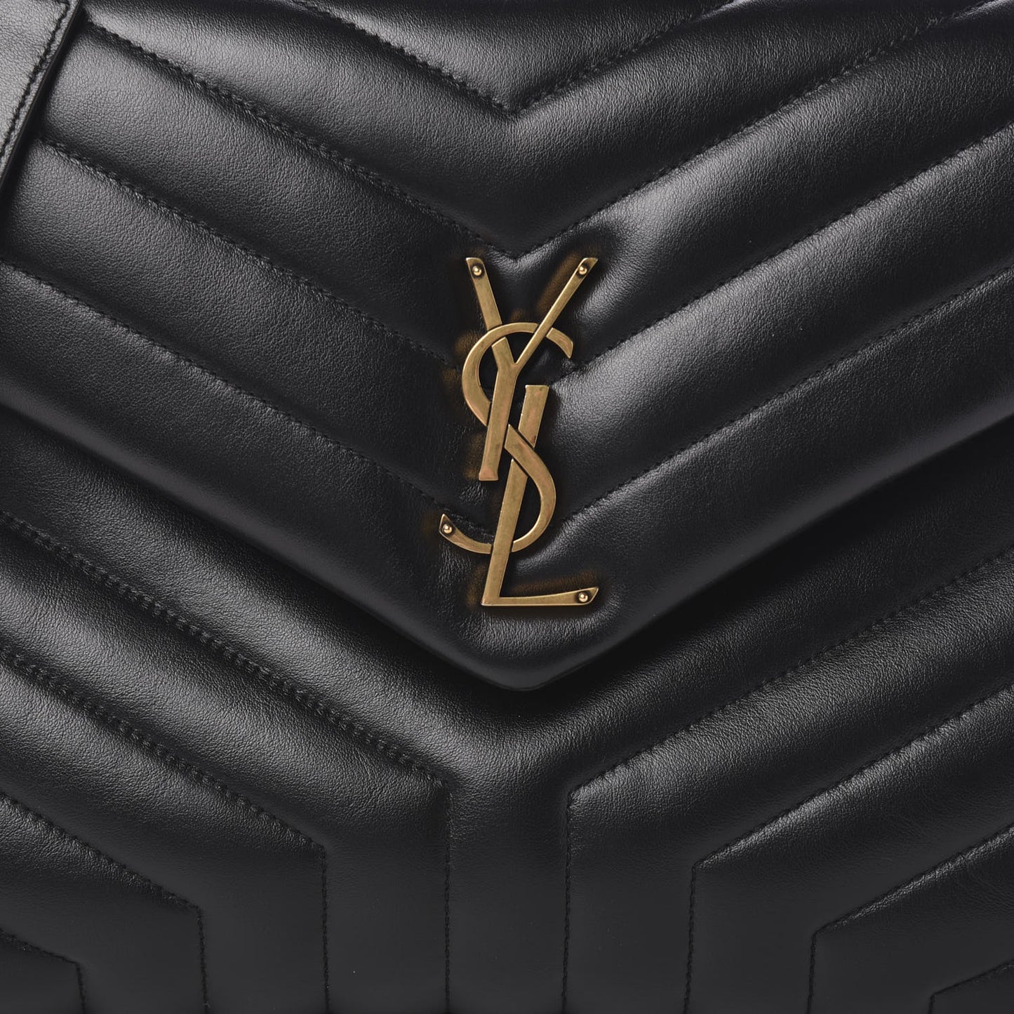 Calfskin Y Quilted Monogram Medium Loulou Chain Satchel Black