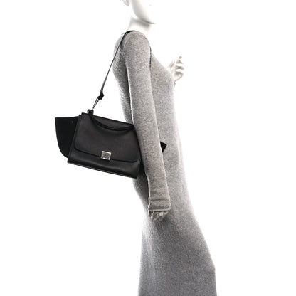 Celine Drummed Calfskin Suede Small Trapeze Black 2 of 10