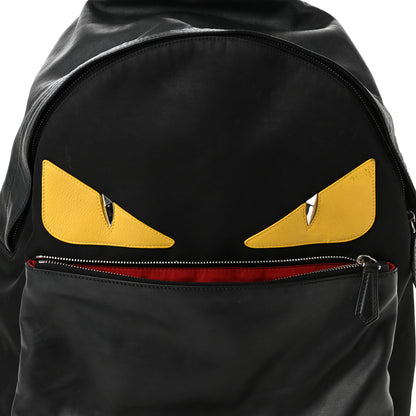 Fendi Nylon Vitello Liberty Vitello Dolce Monster Eyes Rounded Backpack Black Sunflower 12 of 15