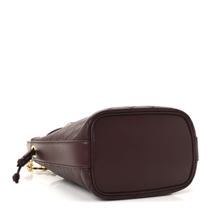 Saint Laurent Lambskin Carre Quilted Cassandre Small Bucket Bag Hot Wine 4 of 10