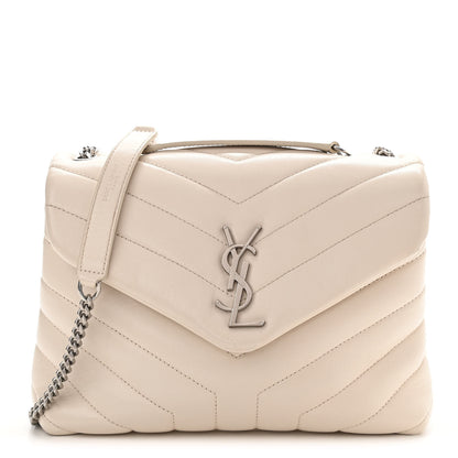 Saint Laurent Calfskin Y Quilted Monogram Small Loulou Chain Satchel Ivory 1 of 16