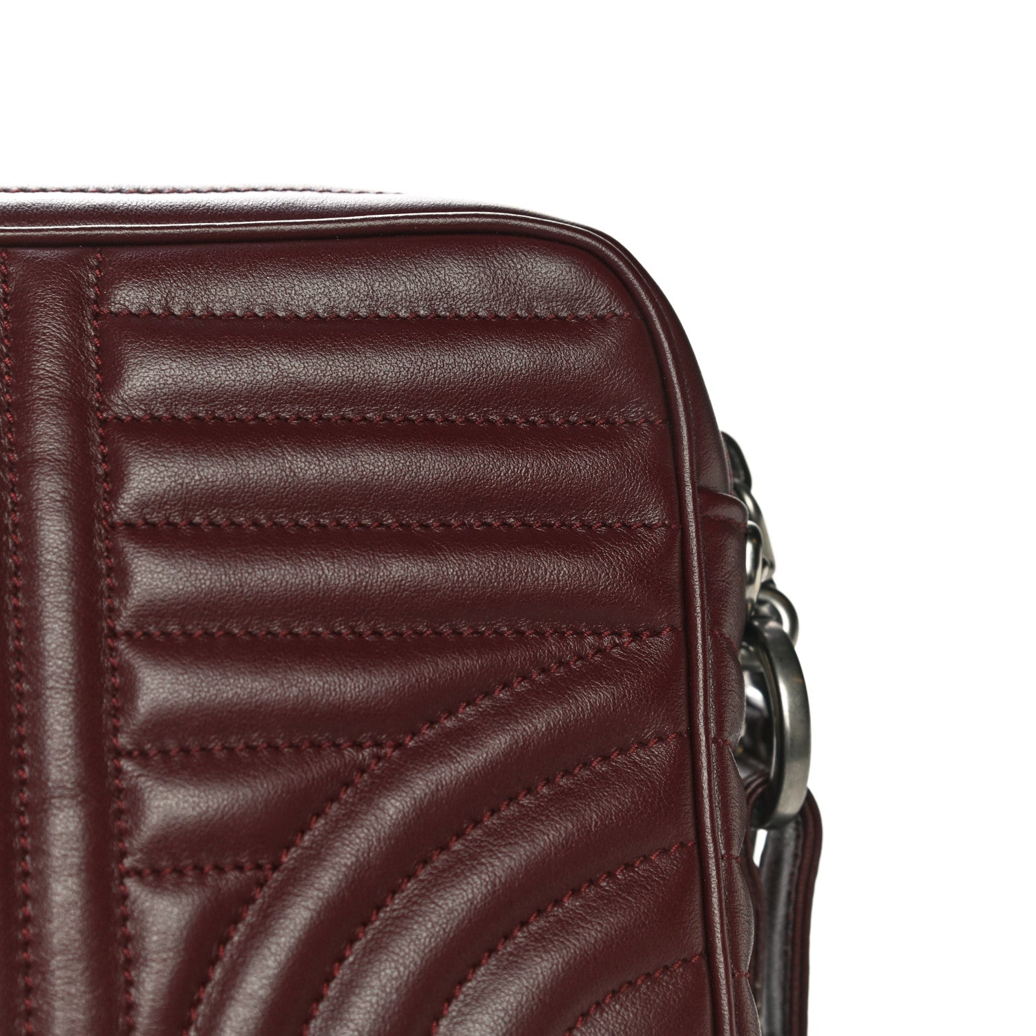 Prada Soft Calfskin Crystal Impunture Camera Bag Granato 13 of 13