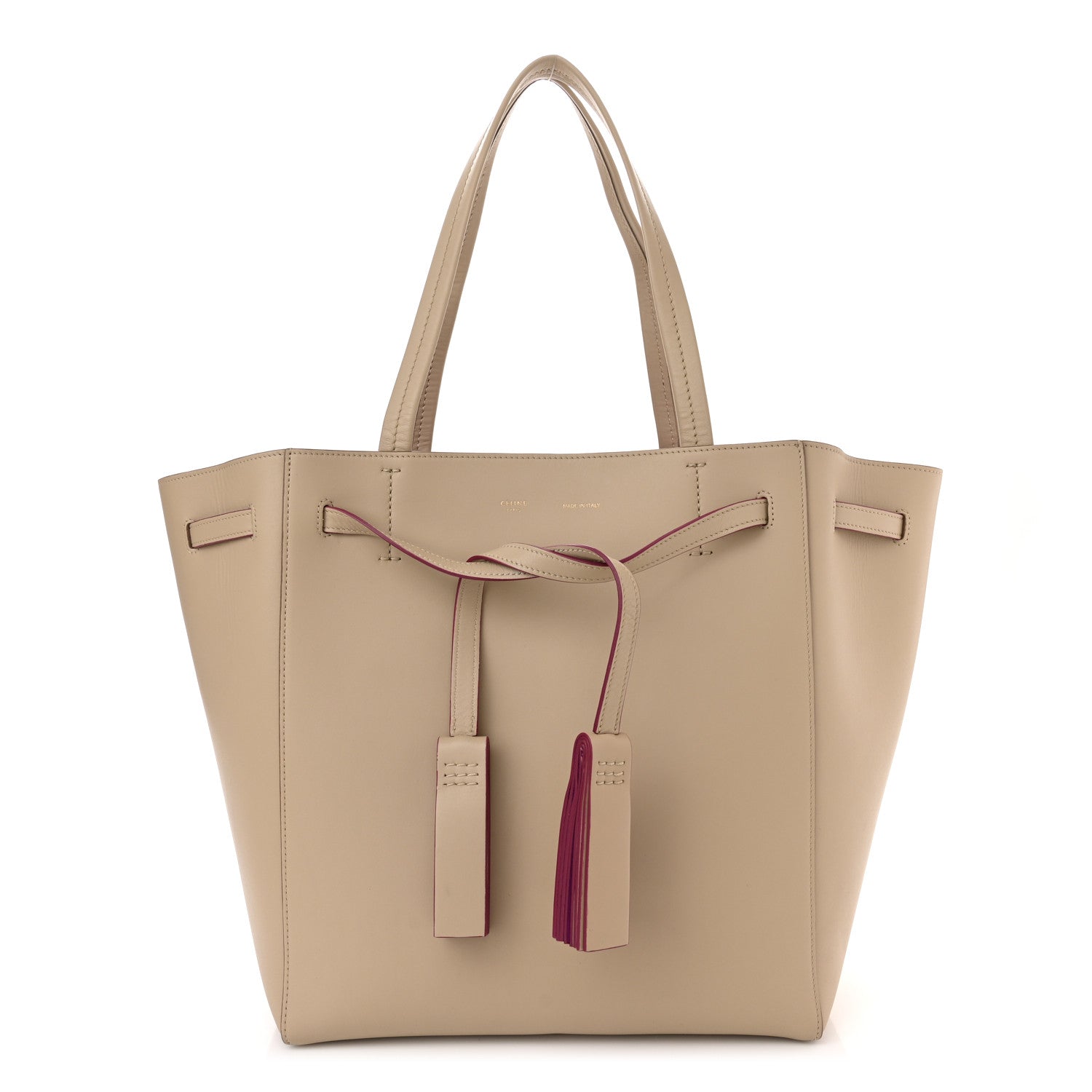 Celine Smooth Calfskin Small Tassel Cabas Phantom Dune Magenta 1 of 10