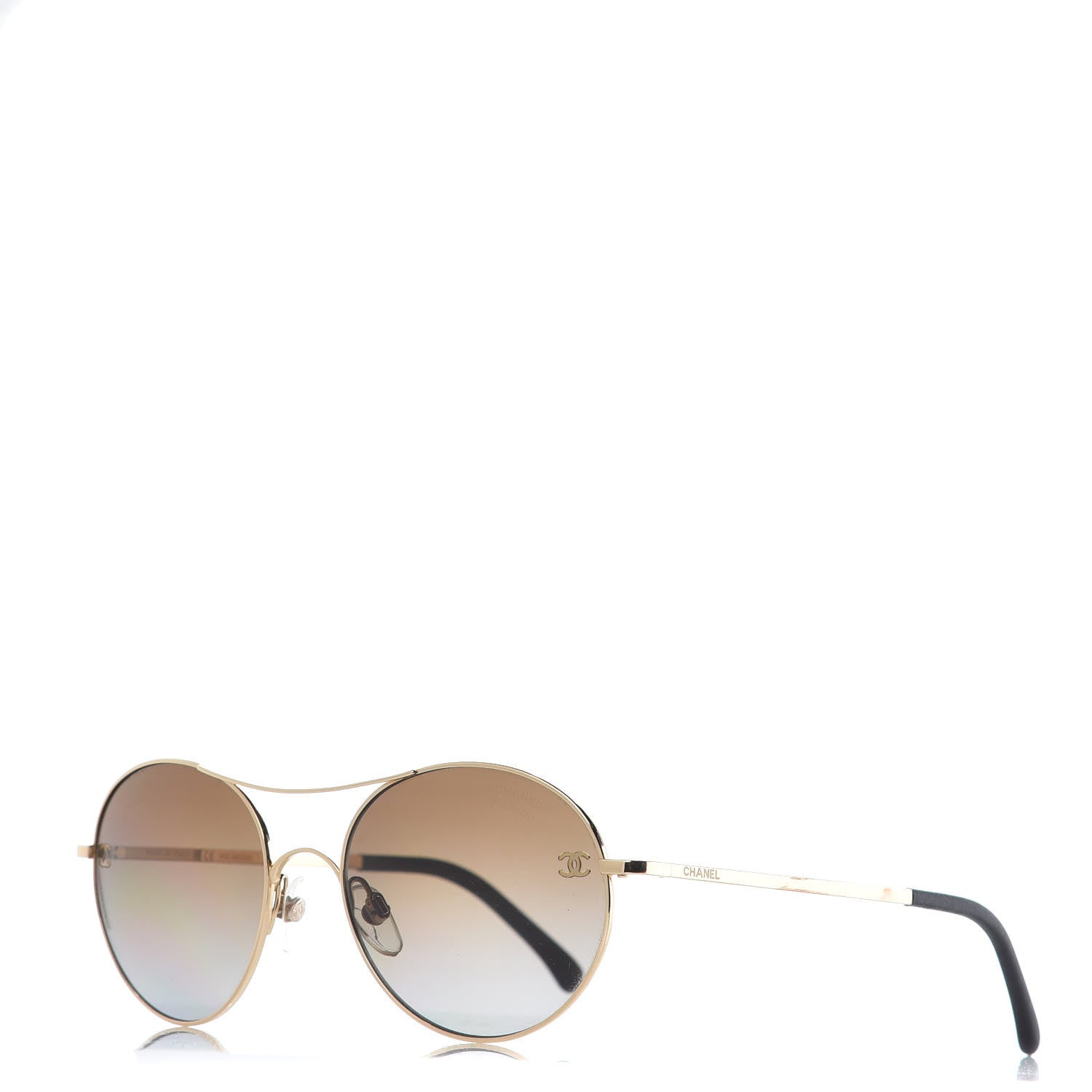 Chanel Round Polarized Sunglasses 4190-T-Q Brown Gold 1 of 8
