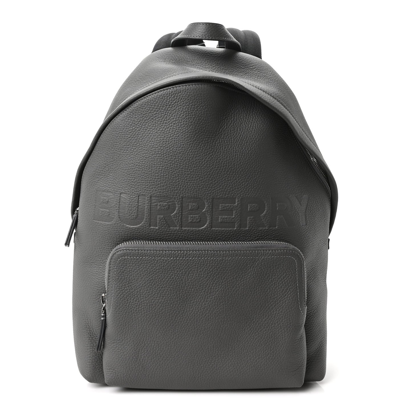 Calfskin Logo Embossed Backpack Charcoal Grey