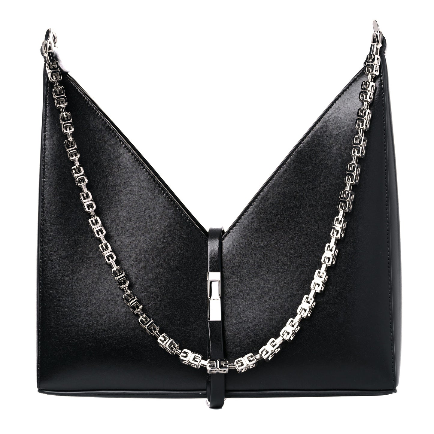 Box Calfskin Small Cut Out Shoulder Bag Black