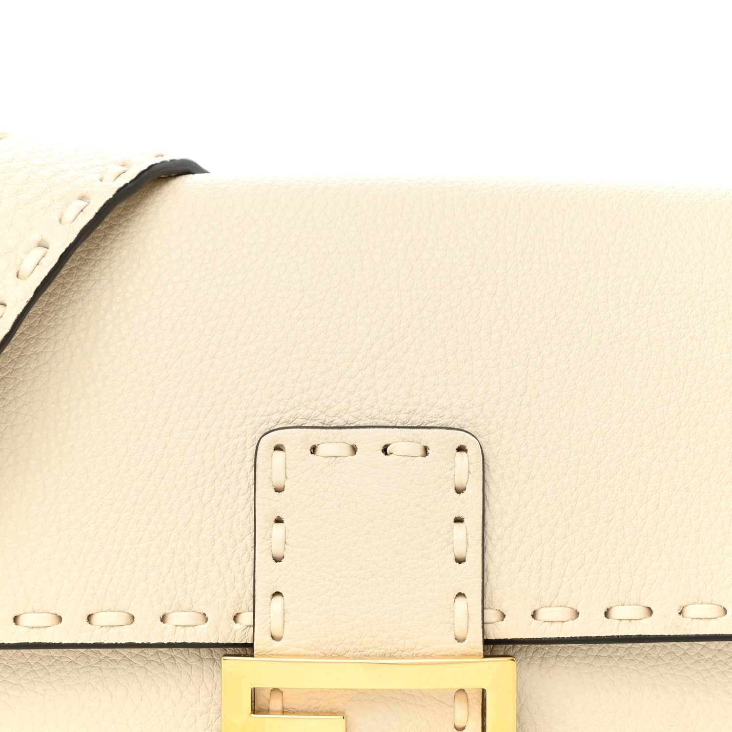 Fendi Cuoio Roma Sellerissima Nappa Sintetica Tape Stitch Baguette Latte 8 of 10