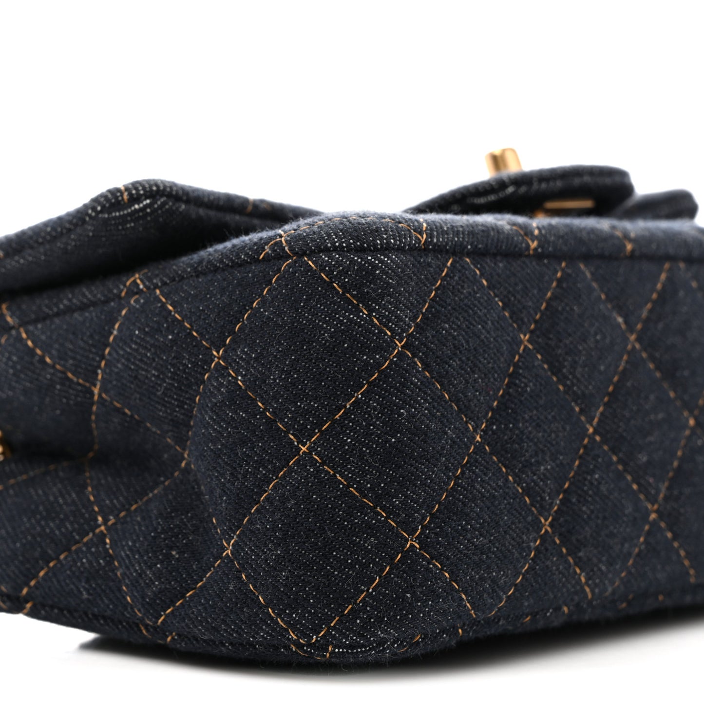 Denim Quilted Mini Rectangular Flap Dark Blue