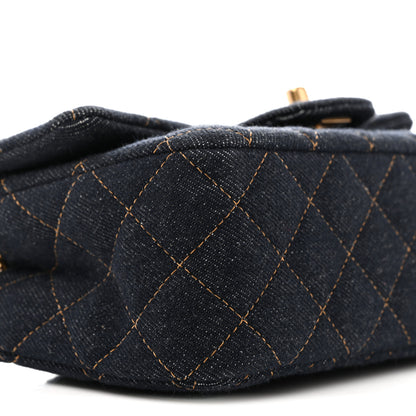 Chanel Denim Quilted Mini Rectangular Flap Dark Blue 9 of 10