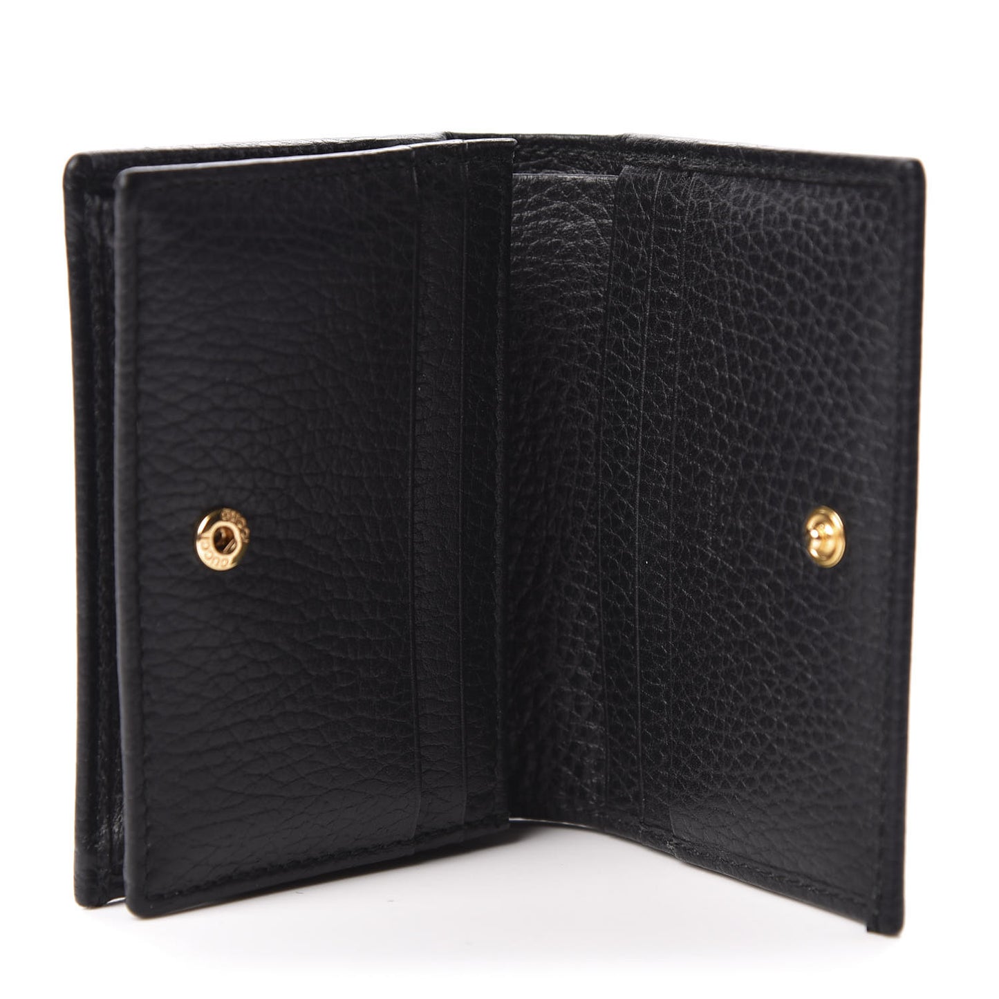 Pebbled Calfskin GG Marmont Card Case Black