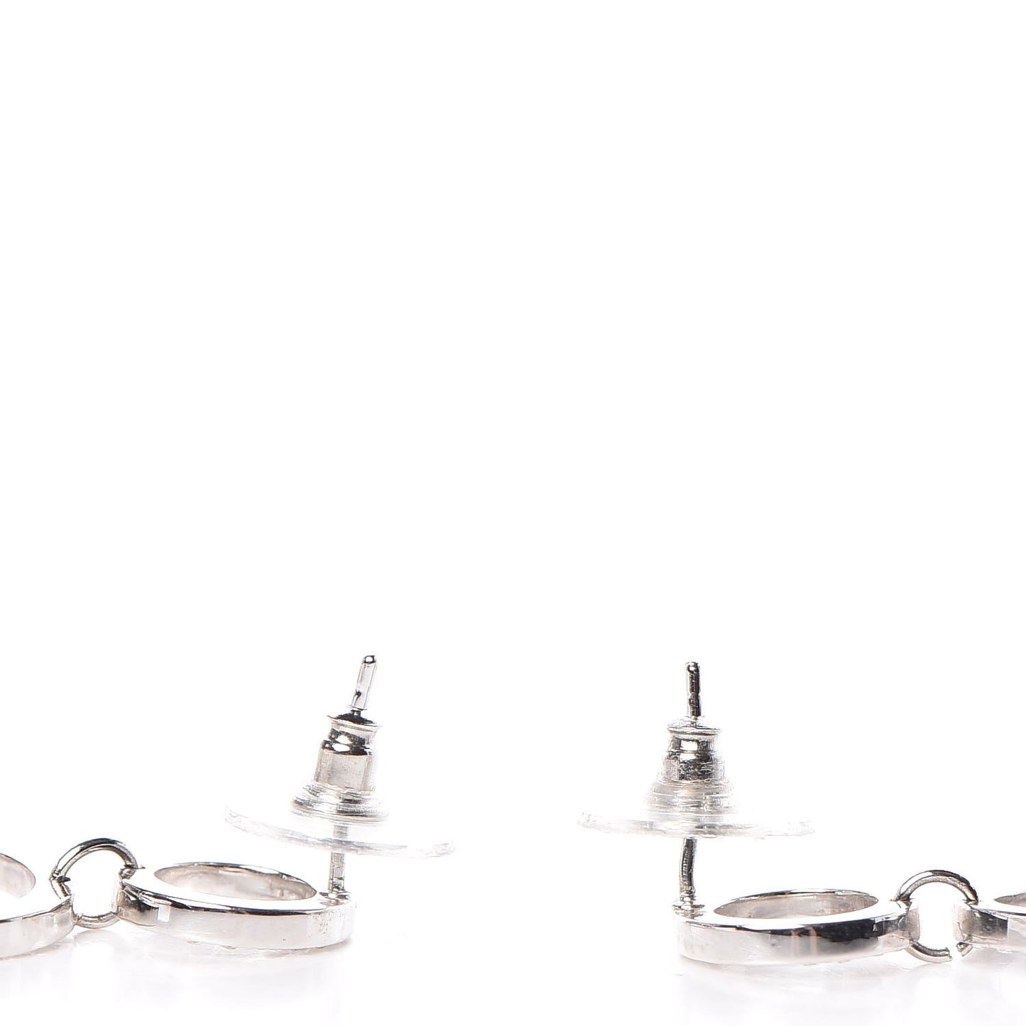 Crystal CC Drop Earrings Silver
