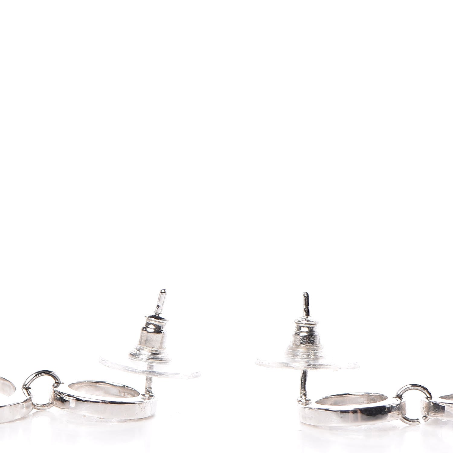 Chanel Crystal CC Drop Earrings Silver 3 of 3