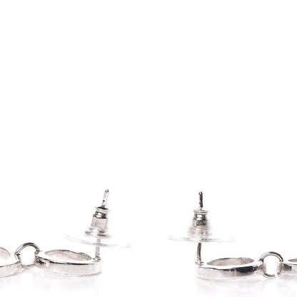 Chanel Crystal CC Drop Earrings Silver 3 of 3