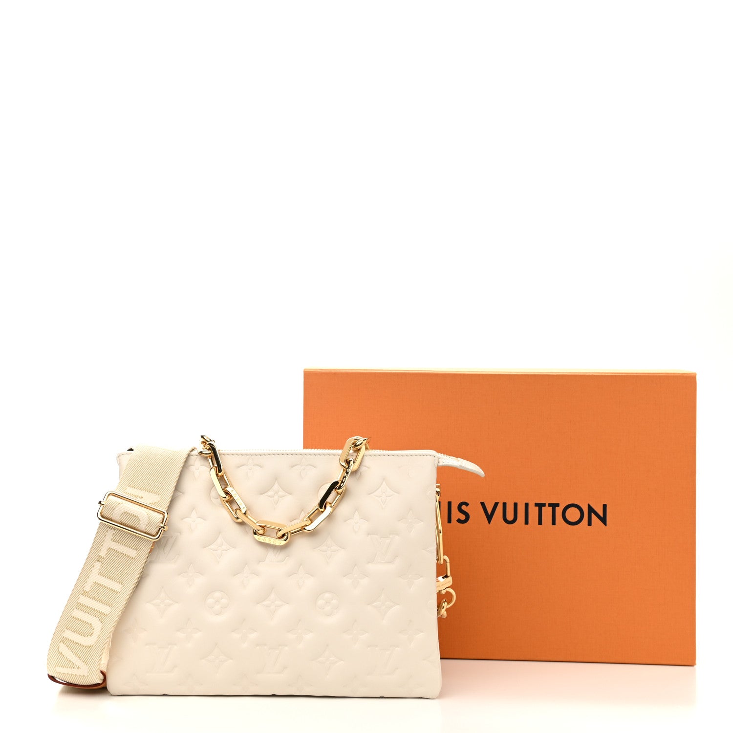 Louis Vuitton Lambskin Embossed Monogram Coussin PM Beige Cream 11 of 11
