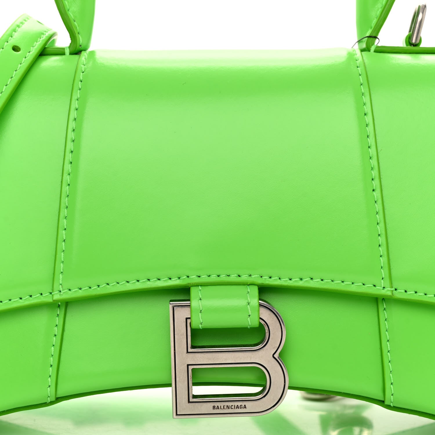 Balenciaga Shiny Box Calfskin Hourglass Top Handle Bag XS Fluo Green 9 of 12