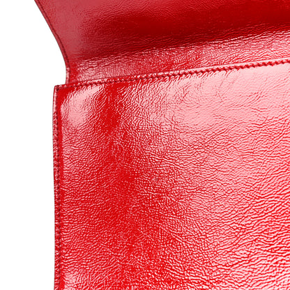 Saint Laurent Textured Patent Monogram Large Belle De Jour Clutch Red 15 of 18