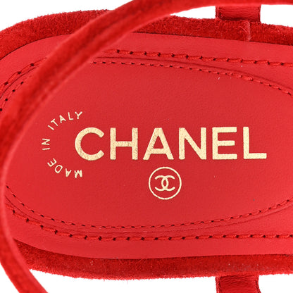 Chanel Suede Calfskin Thong Sandals 36 Red 7 of 12