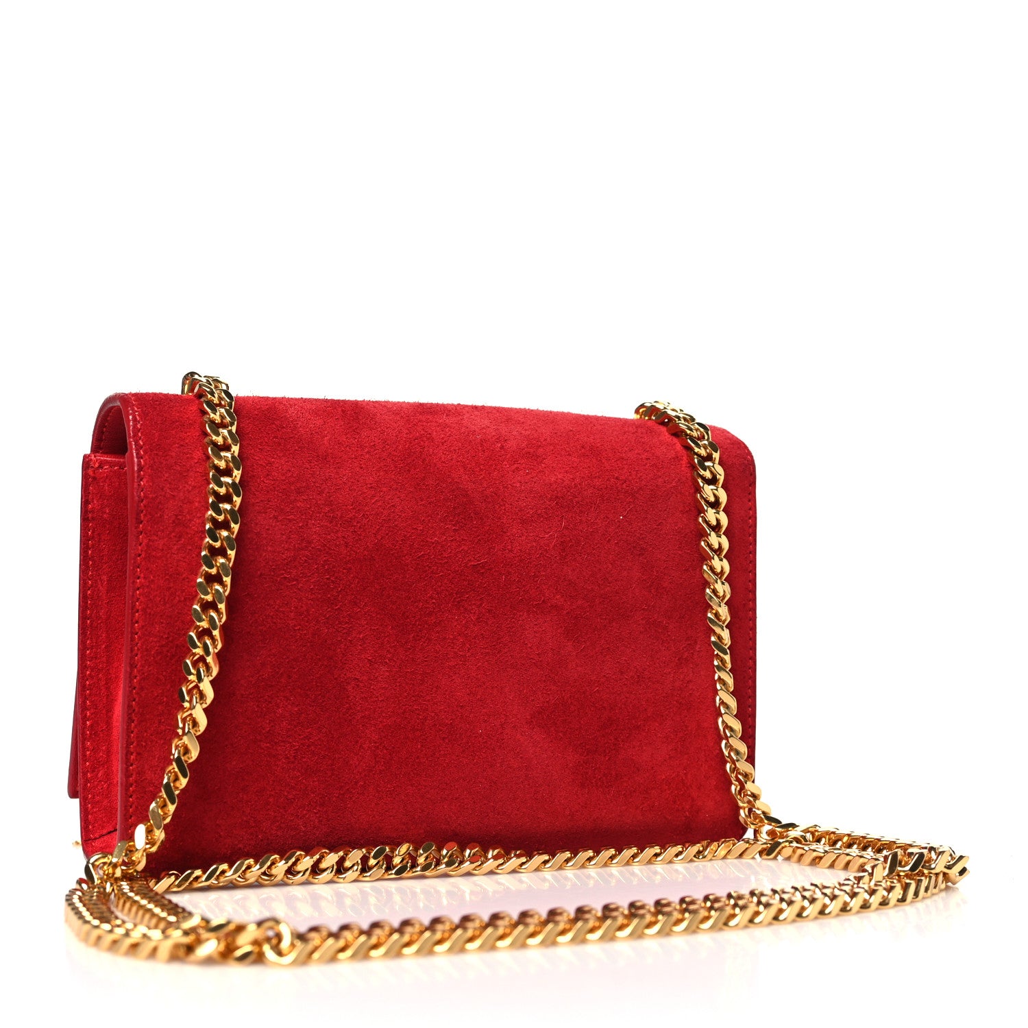 Saint Laurent Suede Small Classic Monogram Kate Tassel Satchel Red 3 of 12